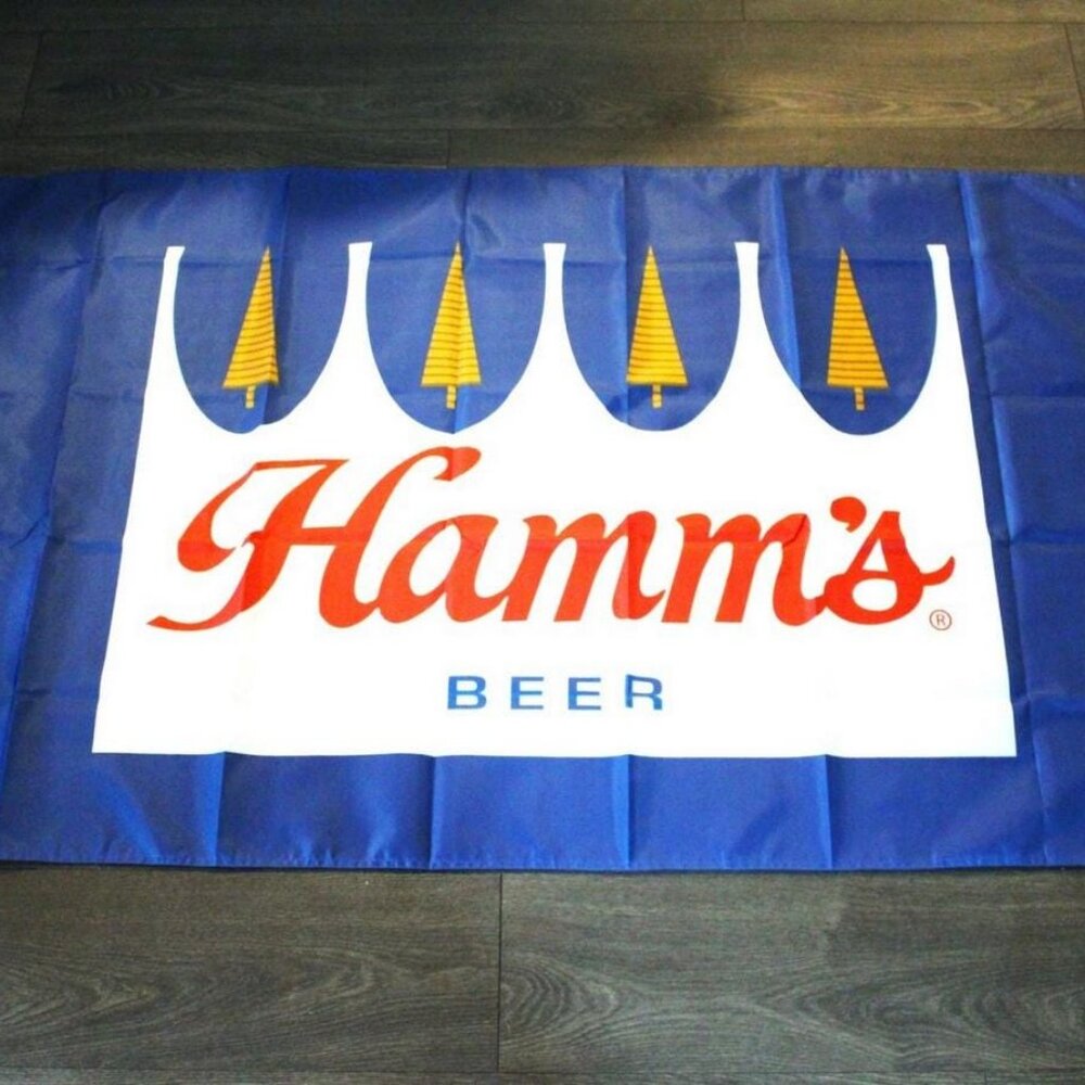 Hamm's Beer Banner Flag – 3x5ft Blue Logo Hamm's Bar Decor for Man Cave, Garage,